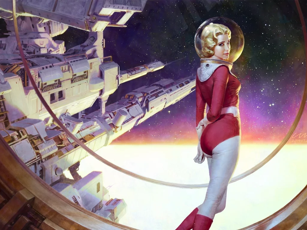 станция космическая, девушка, spaceship, girl, station, future, science fiction, astronaut, artwork, space, space station, space, nice, sun, nice, stars, wide