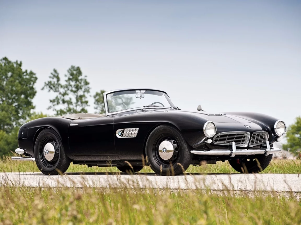 автомобиль, бмв, bmw, series 2, 1957, classic, cabrio, cabriolet, convertable, black, coupe, car, old, front, lebaron, luxury, retro, sun, summer, see, nice, road, wide