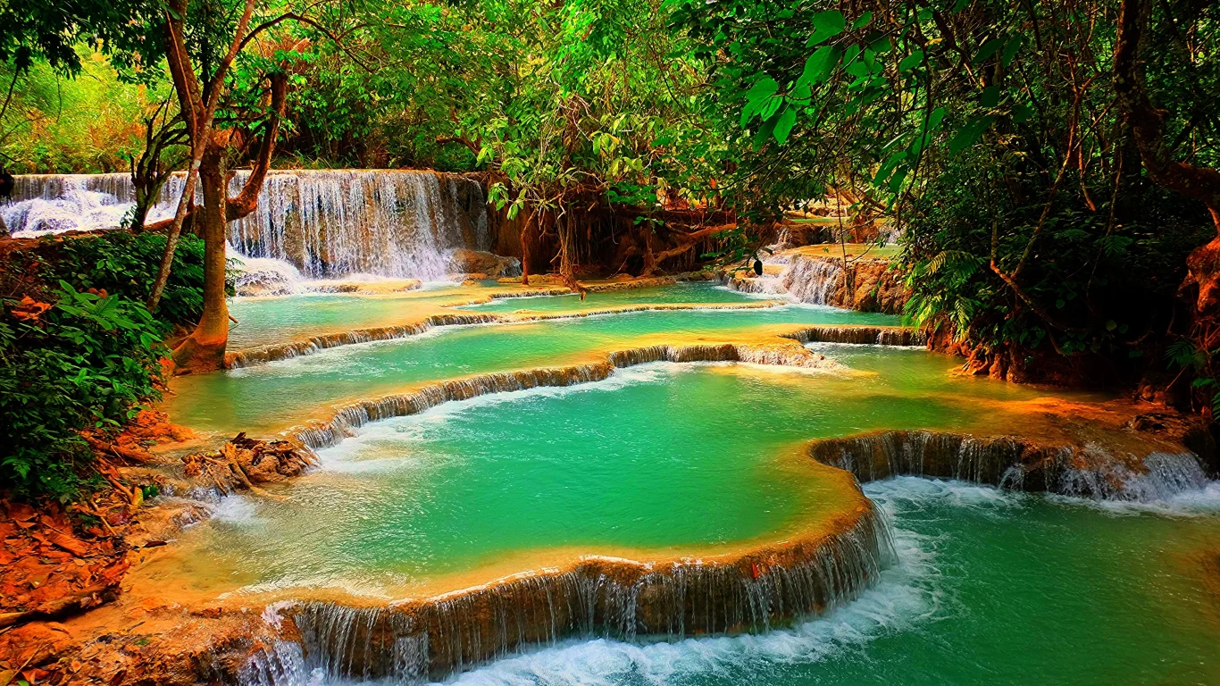 водопад, каскадный, тропики, waterfall, waterfall, tropics, forest, tree, trees, water, day, light, see, nice, wide