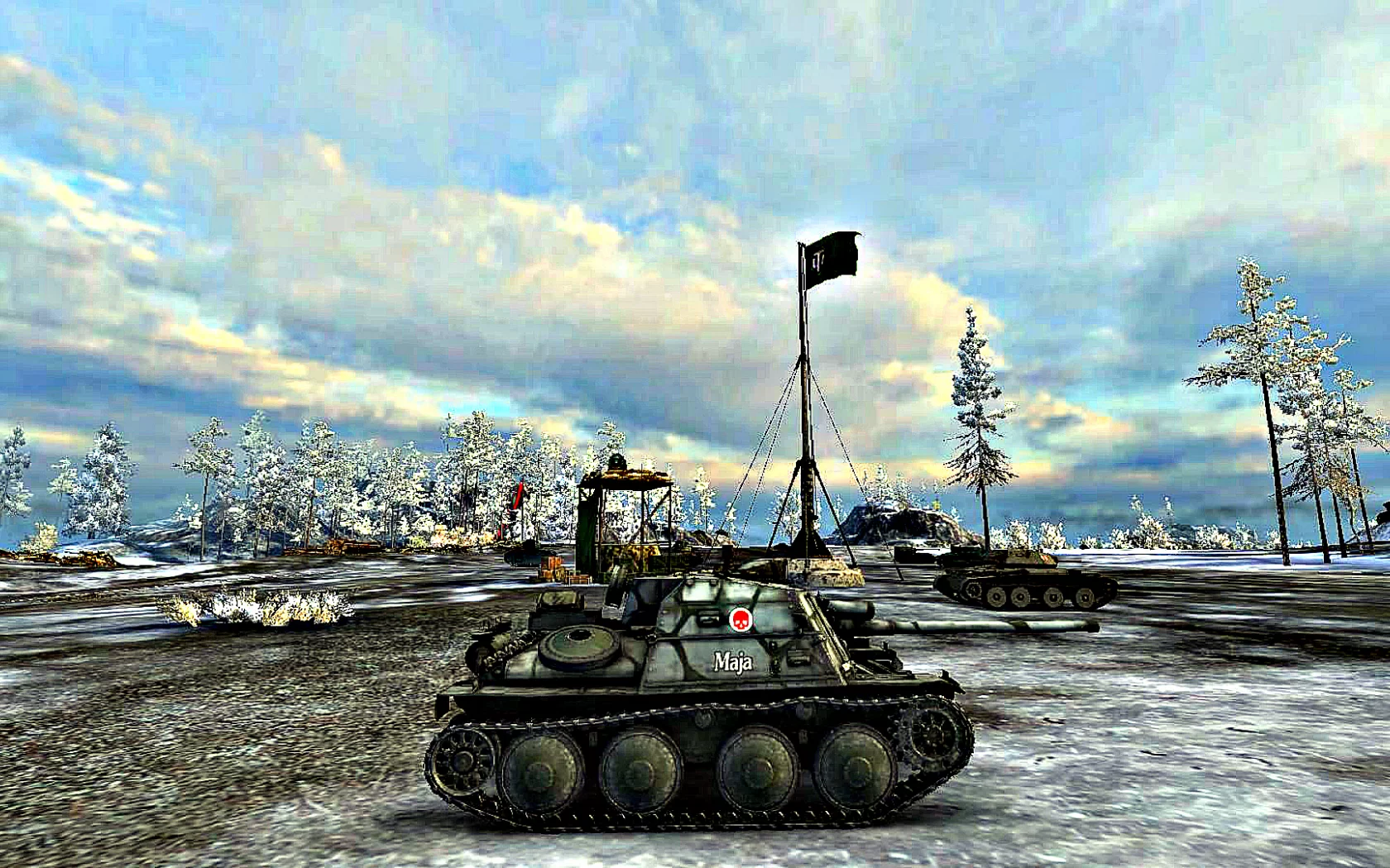 world of tanks, птсау, sav m 43, вид сбоку, зимний камуфляж
