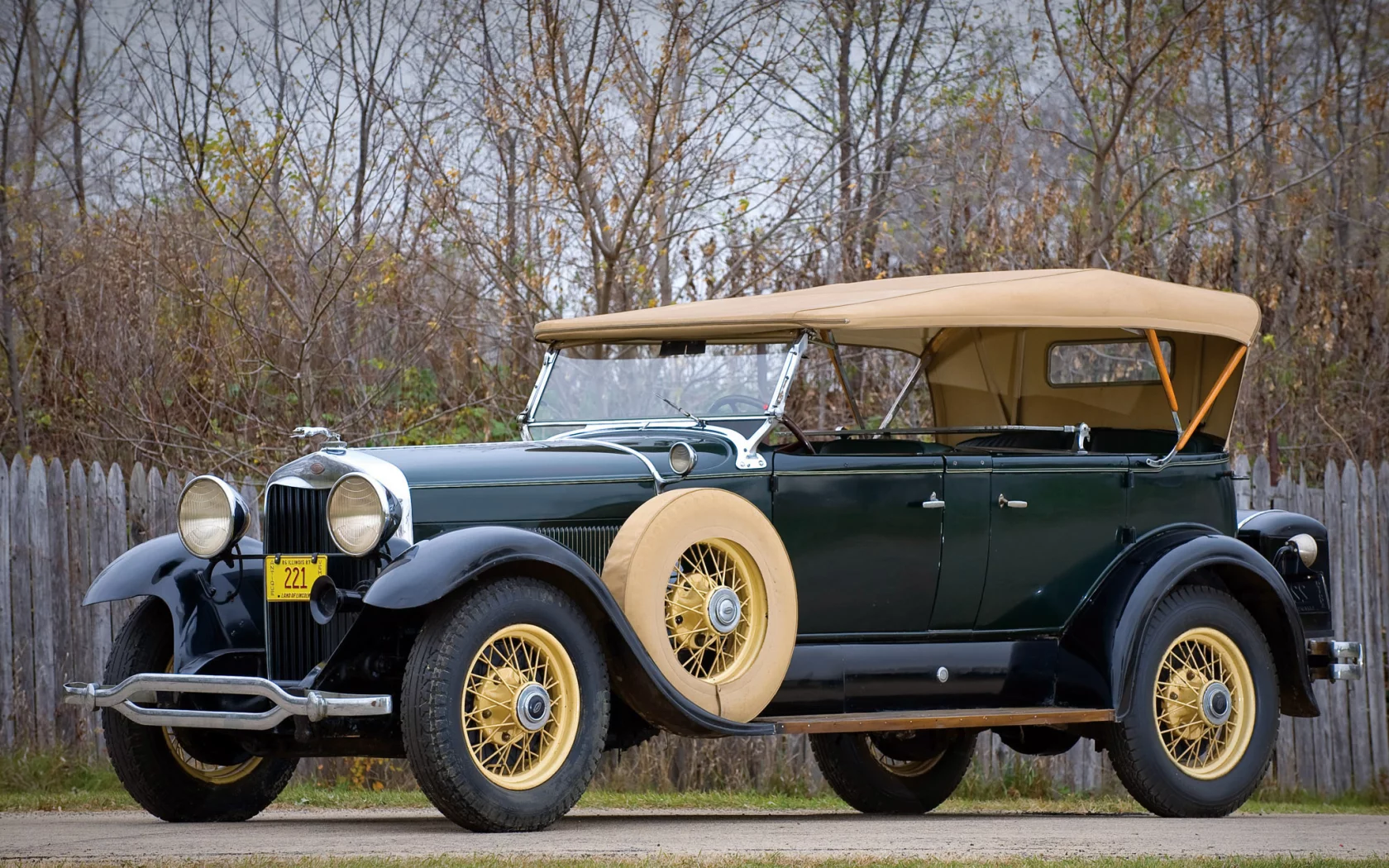 автомобиль, линкольн, car, lincoln, phaeton, vintage, cabrio, front, black, park, path, classic, retro, oldtimer, light, see, nice, wide