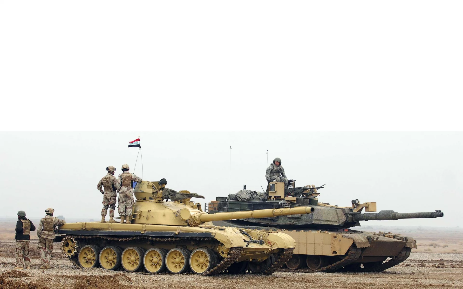 танк, т72, пушка, 125мм, абрамс, 120мм, м1а2, ирак, 2017, iraq, army, tankers, main, battle, tank, t72, gun, 125mm, m1a2, gun, 120mm, mod, side, armed, combat, vehicle, armor, armored, military, weapon, weapons, autumn, desert, see, wide