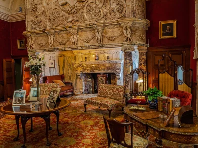 комната, мраморный камин, huge marble fireplace inside cragside house in northumberland, northumberland, england, house, old, room, environment, main, victorian, marble, fireplace, read, table, read, vine, wide