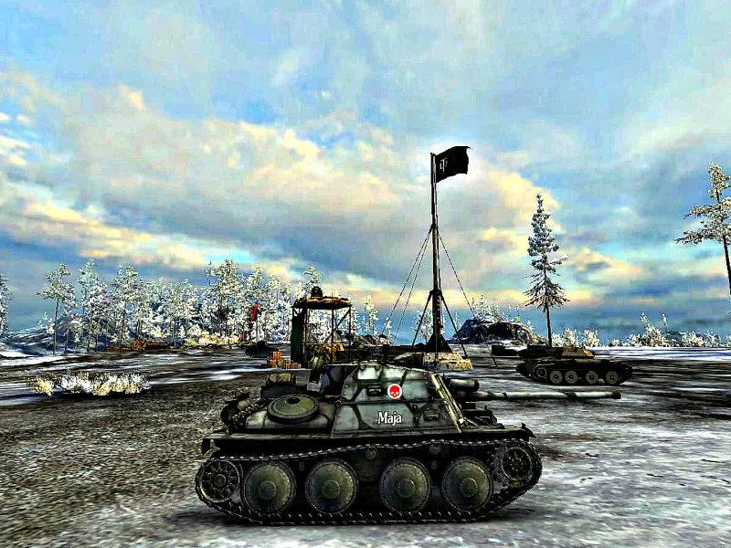 world of tanks, птсау, sav m 43, вид сбоку, зимний камуфляж