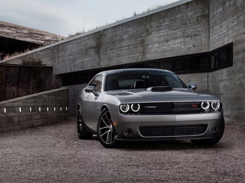 автомобиль, додж, dodge, 2015, challenger, hemi, scat pack, shaker, muscle, musclecar, stance, power, street, road, car, sun, dark, sky, summer, see, indusrial, front, white, dark, nice, wide
