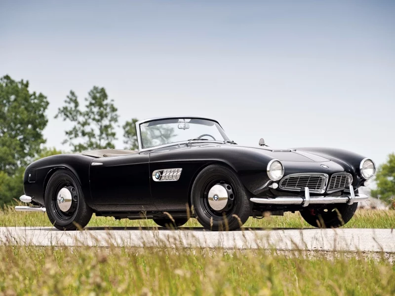 автомобиль, бмв, bmw, series 2, 1957, classic, cabrio, cabriolet, convertable, black, coupe, car, old, front, lebaron, luxury, retro, sun, summer, see, nice, road, wide