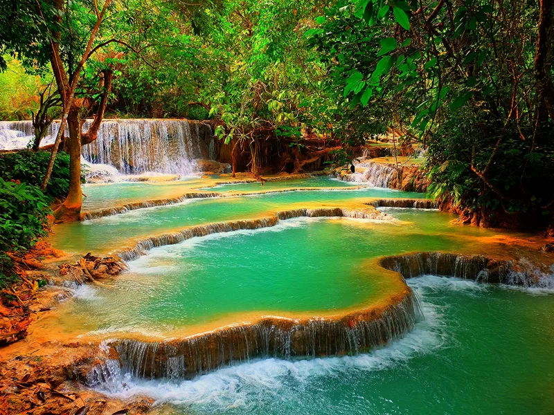 водопад, каскадный, тропики, waterfall, waterfall, tropics, forest, tree, trees, water, day, light, see, nice, wide