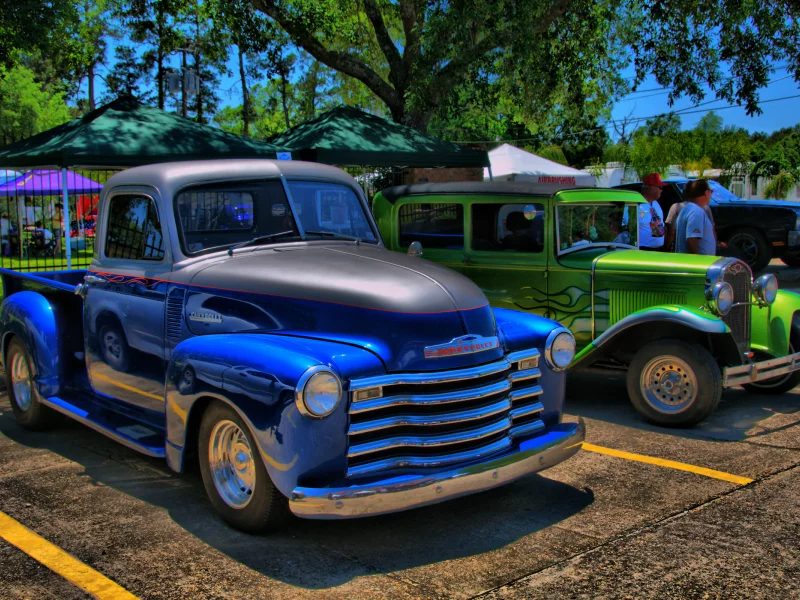 автомобиль, шевроле, пикап, chevy, chevrolet, pickup, blue, old, rod, power, american, car, retro, sun, sky, summer, see, indusrial, front, hdr, wide