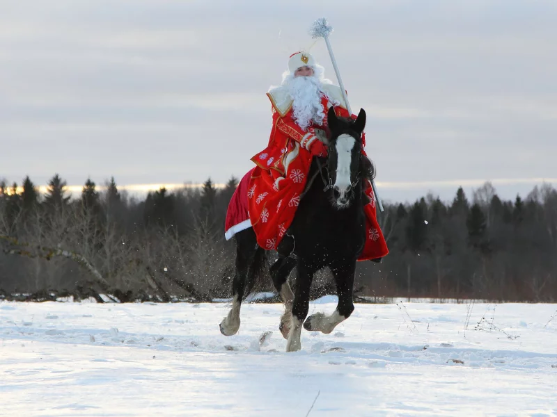 дед мороз уже близко, дед мороз, скачет, поле, снег, зима, granddad, frost, santa claus is near, santa claus, ride, field, snow, winter, see, nice, wide