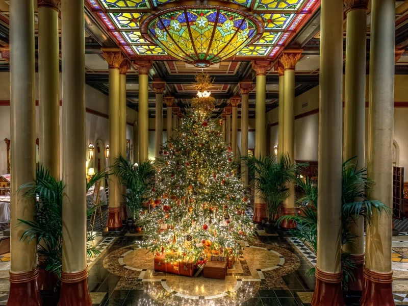 новый год, рождество, ёлка, комната, новогодний банкет, happy, holidays, xmas, christmas, new year banquet, gifts, room, tree, spruce, see, toys, sun, winter, snow, nice, wide
