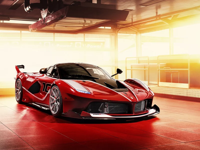 автомобиль, феррари, ангар, ferrari, fxx k, red, front, car, hangar, sun, solar, dark, see, eyes, nice, room, light, nice, wide