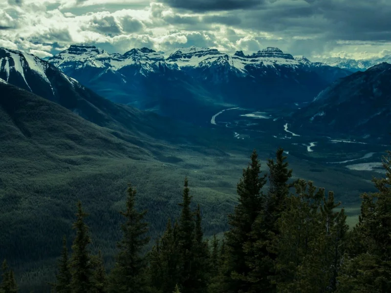 горы, долина, панорама, mountains, valley, forest, panorama, panoramic, see, dark, up, sky, nice, wide