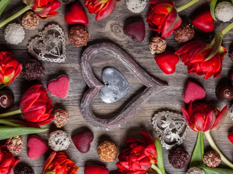 шоколад, gift, romantic, тюльпаны, chocolate, любовь