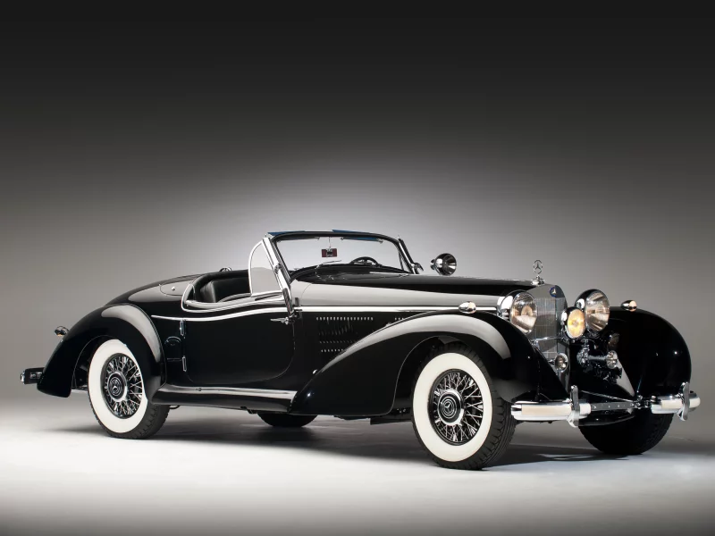 автомобиль, мерседес, classic, mercedes, 500k, mercedes 500k, 1939, spezial, roadster, dual, car, old, front, convertible, luxury, retro, black, sun, summer, room, see, nice, wide