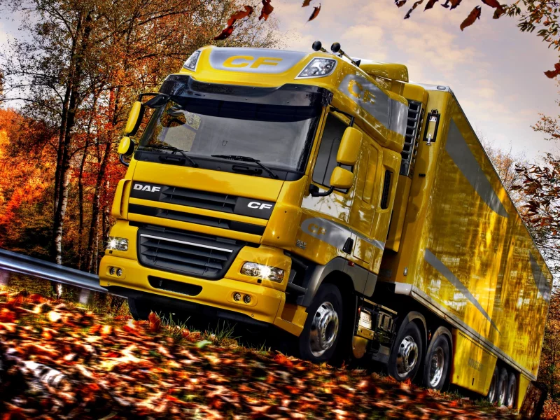 daf, cf85, грузовик, дорога, осень