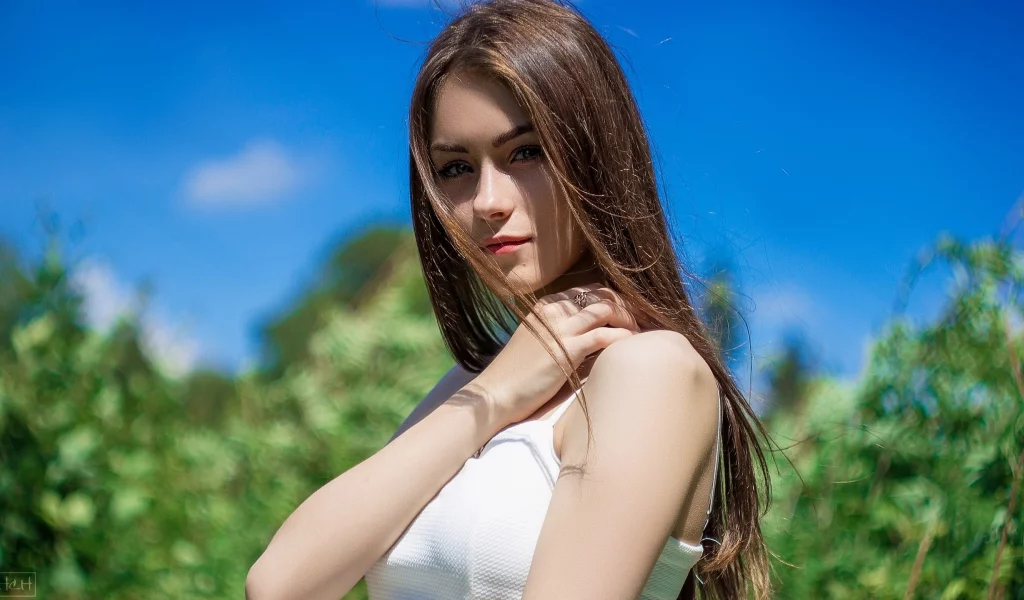 девушка, белье, красотка, портрет, крупно, лицо, взгляд