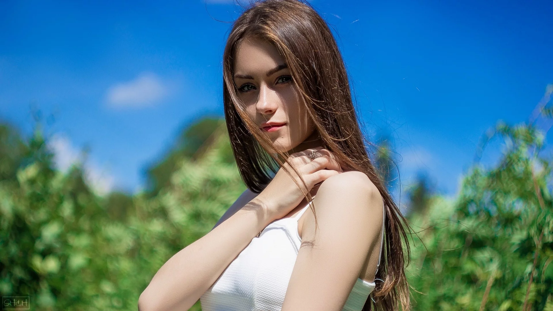 девушка, белье, красотка, портрет, крупно, лицо, взгляд