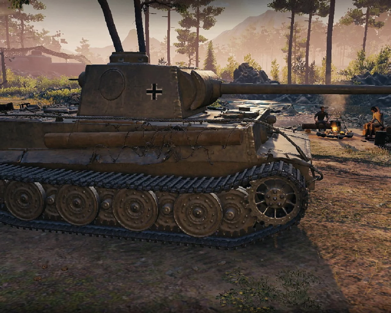 игра, арт, world of tanks, танк, немецкий, tiger 1, рассвет, солдаты, wargaming net