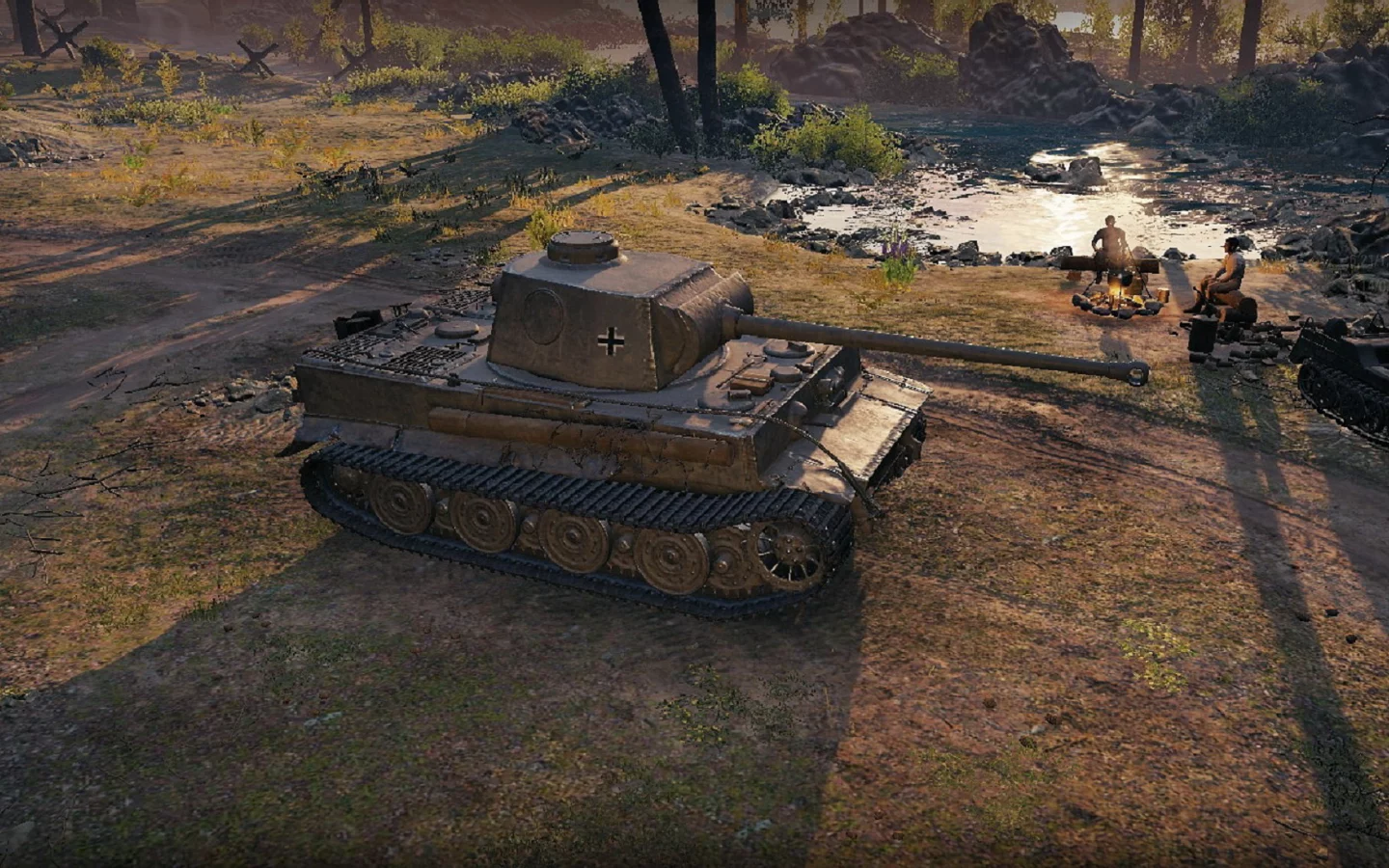 игра, арт, world of tanks, танк, немецкий, tiger 1, рассвет, солдаты, wargaming net