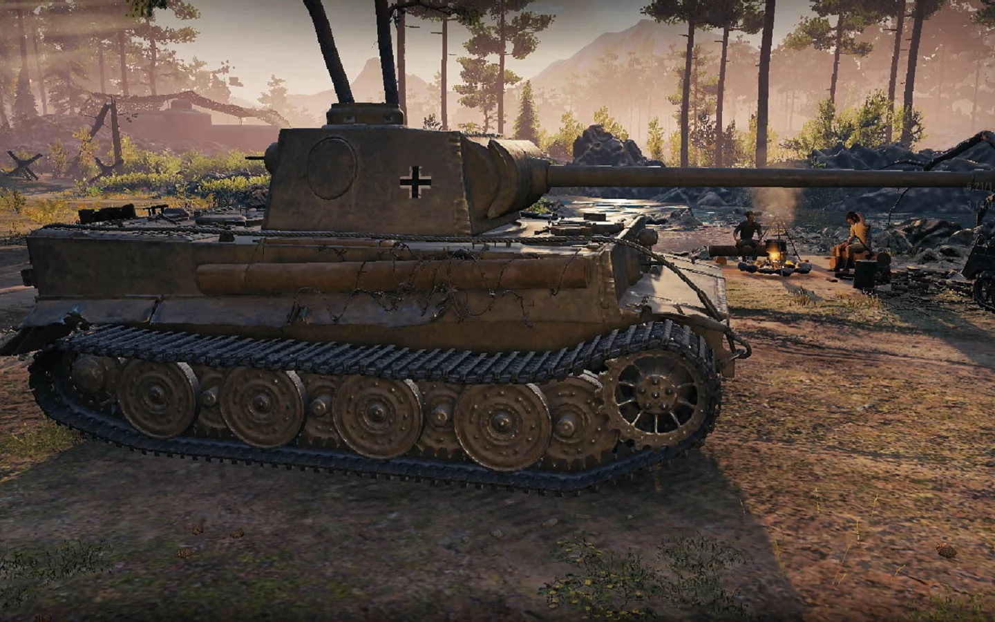 игра, арт, world of tanks, танк, немецкий, tiger 1, рассвет, солдаты, wargaming net
