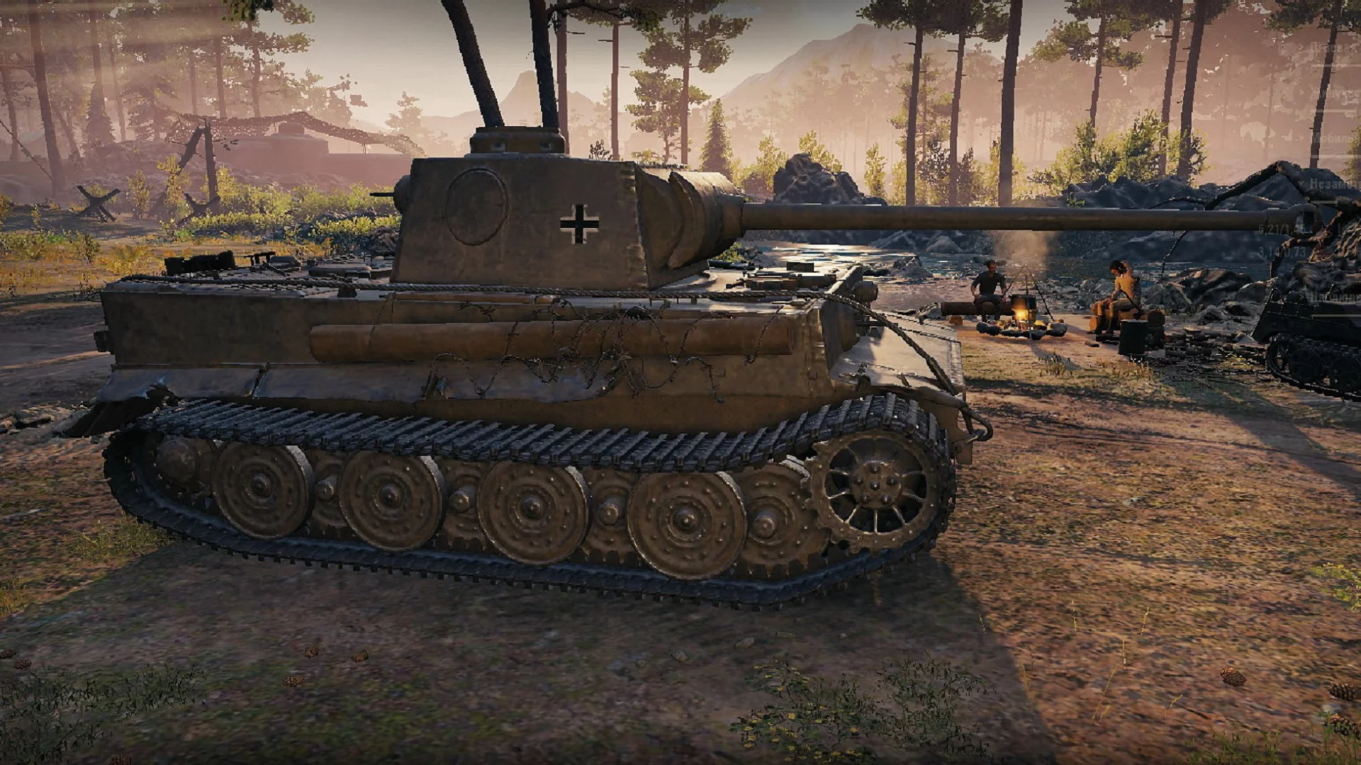 игра, арт, world of tanks, танк, немецкий, tiger 1, рассвет, солдаты, wargaming net