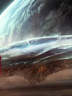 art, stars, away, helmet, mood, thoughtful, spaceship, planet, artwork, space, astronaut, space suit, thinking