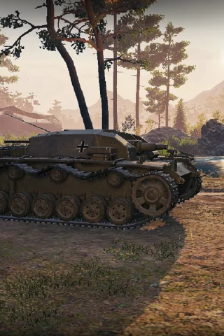 игра, арт, world of tanks, танк, немецкий, stug iii ausf b, рассвет, солдаты, wargaming net