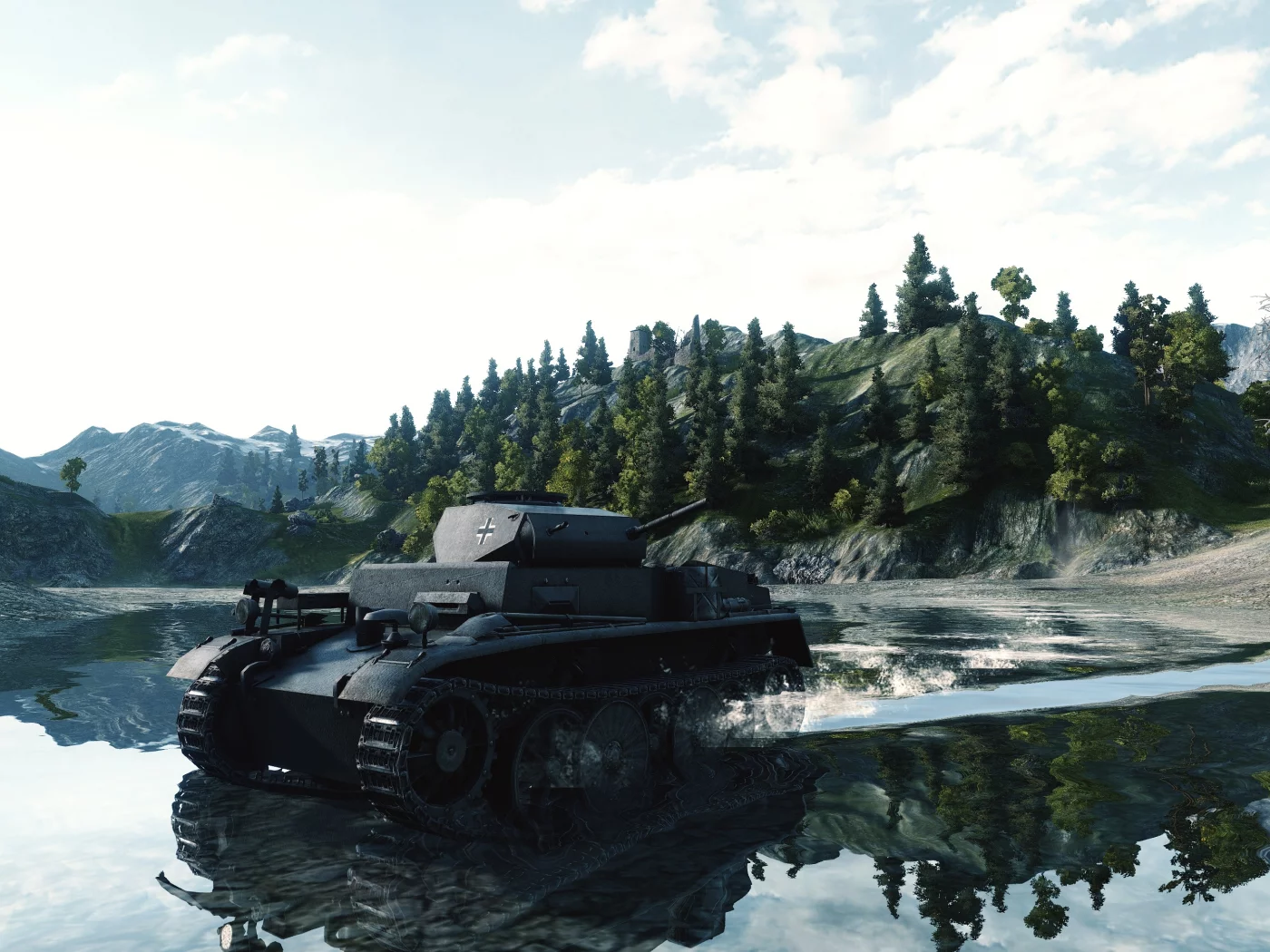 игра, арт, world of tanks, танк, немецкий, pz 1c, вода, wargaming net