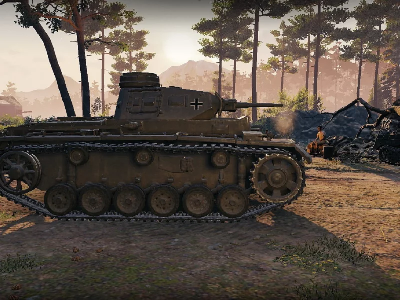 игра, арт, world of tanks, танк, немецкий, pzkpfw iii ausf j, рассвет, солдаты, wargaming net