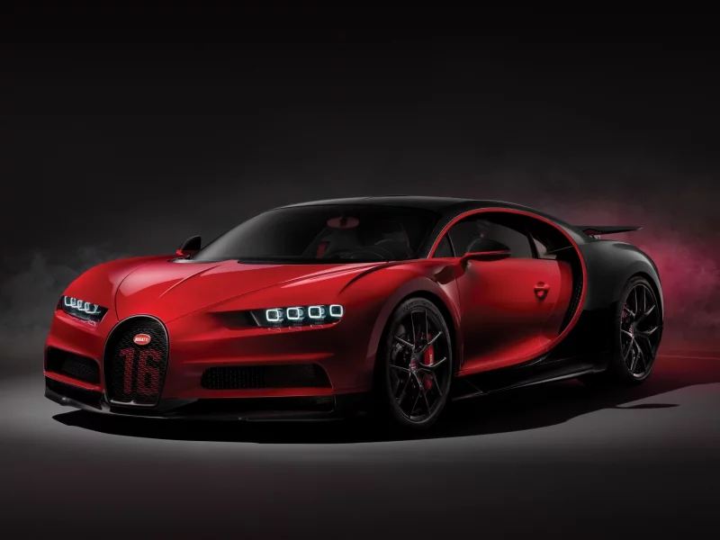 bcugatti, chiron, авто, красный, черный, фары, спорткар