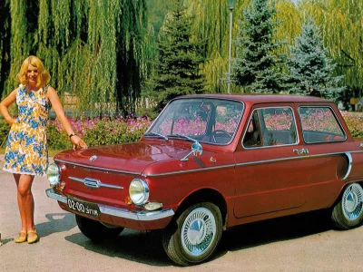 девушка, ножки, грудь, ретро фото, машина, девушка с собачкой, девушка и машина, запорожец, природа, машина запорожец, рыжая девушка, платье в цветочек, мини платье