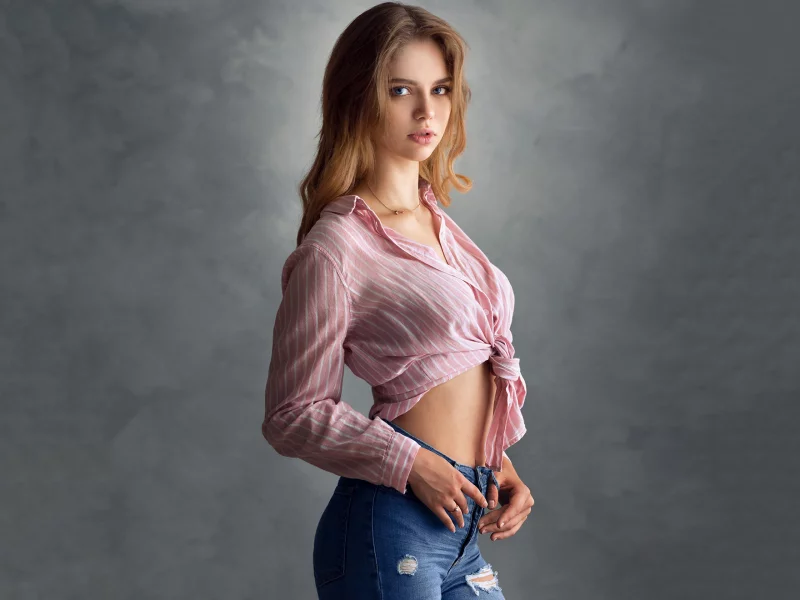 девушка, модель, стройная, милая, милашка, красивая, блондинка, рубашка, джинсы