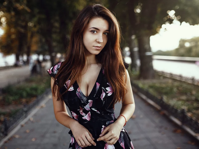 девушка, модель, стройная, милая, милашка, красивая, платье, декольте, грудь, сиськи