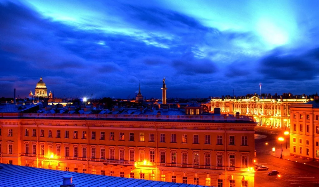 петербург, питер ночью, крыши, облака