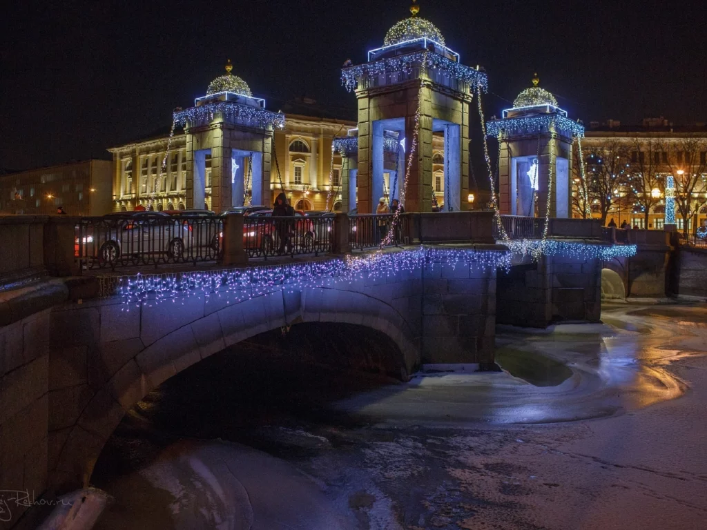 петербург, питер ночью, мост ломоносова