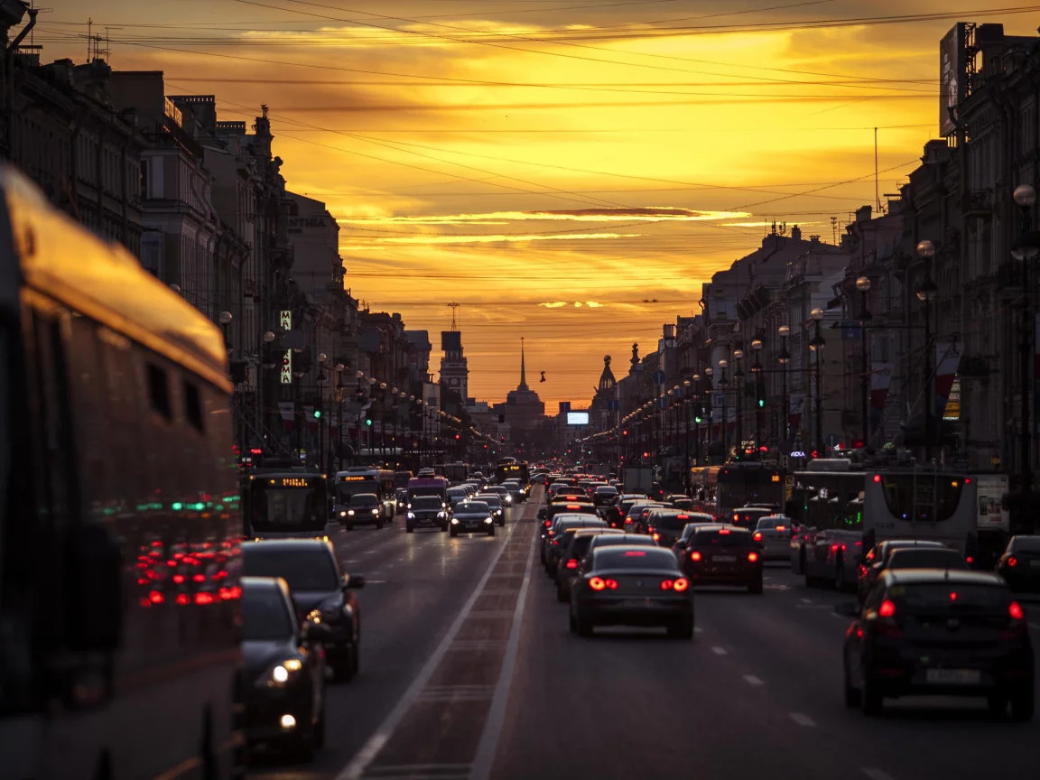 петербург, питер ночью, невский, машины