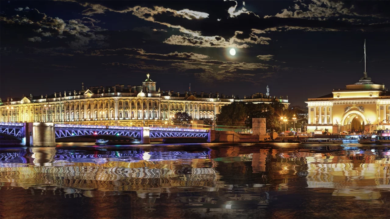 перербург, питер ночью, панорама, мост, нева, зимний, дворец