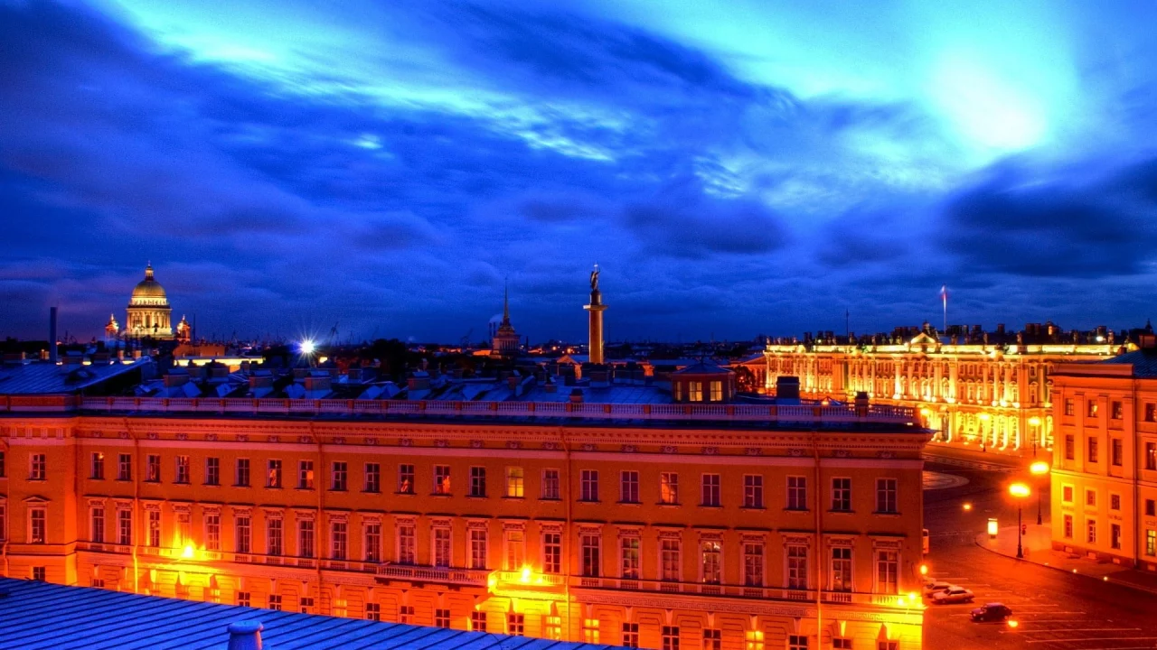 петербург, питер ночью, крыши, облака