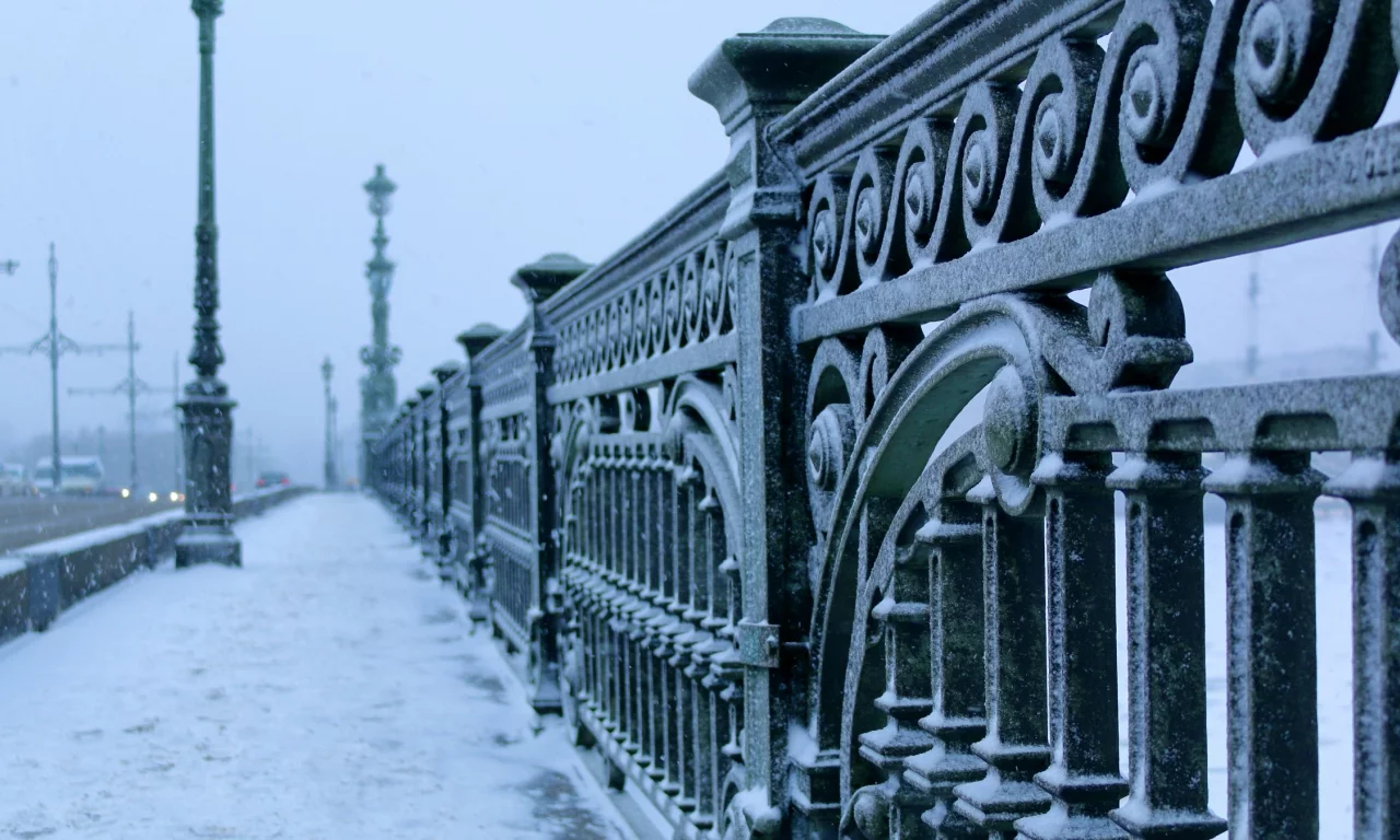 петербург, мост, зима, снег