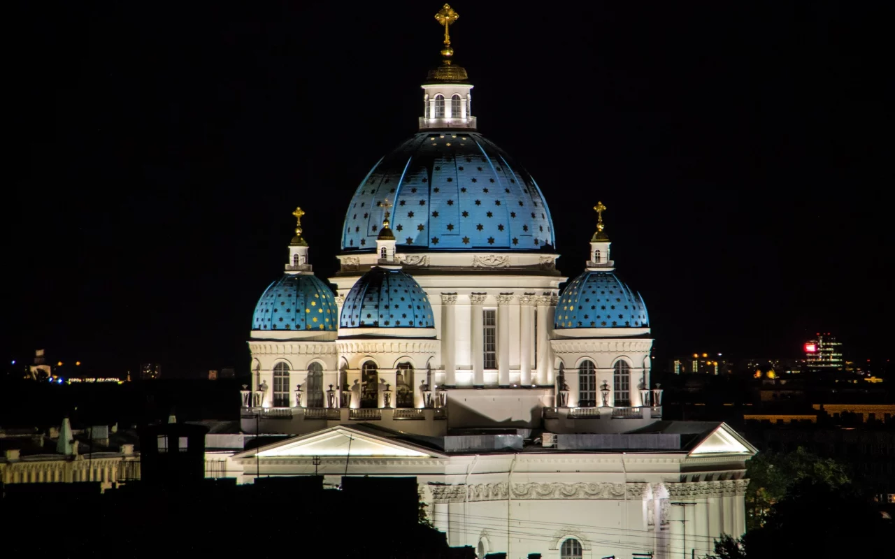 петербург, питер ночью, троицкий, собор