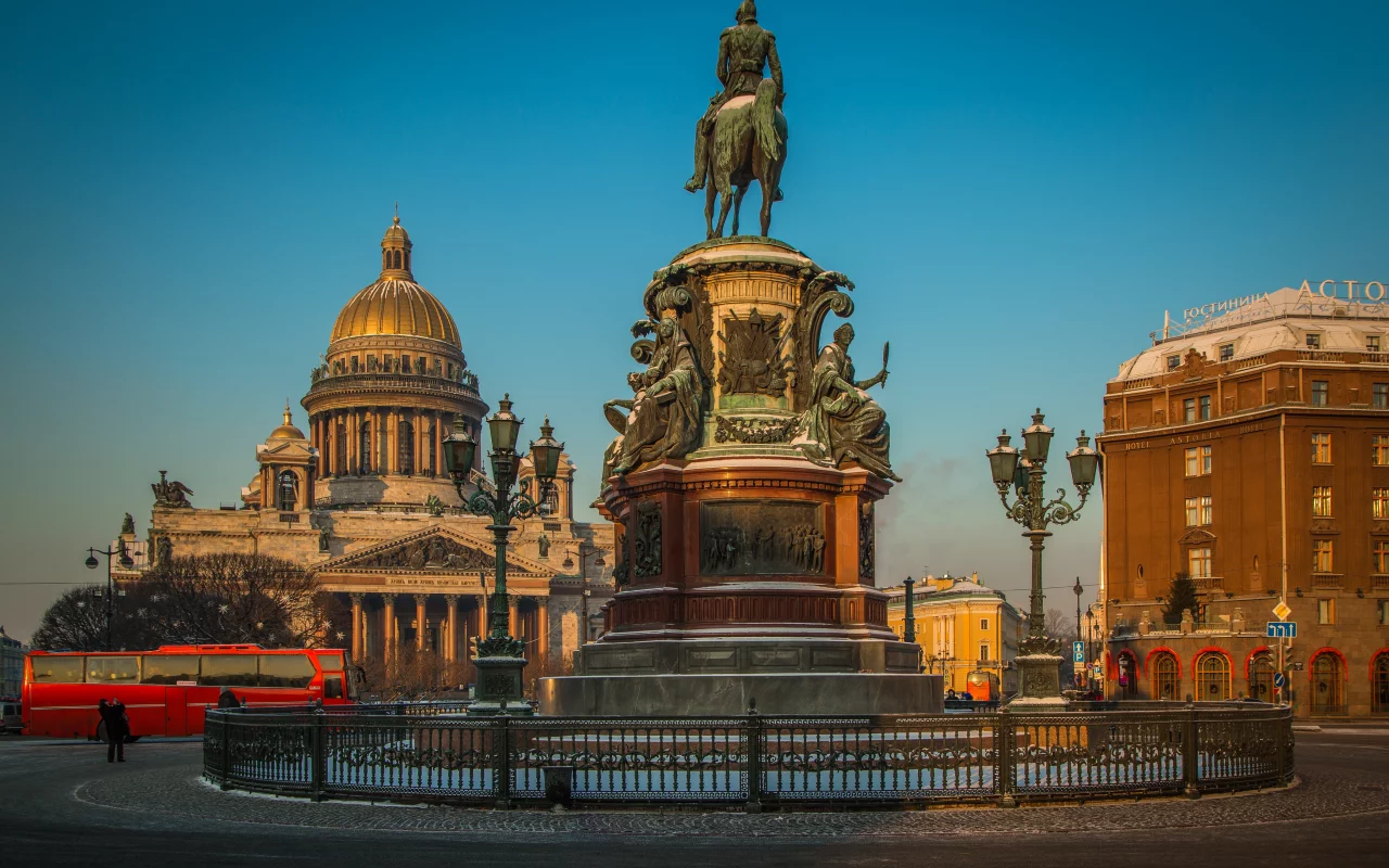 петербург, исаакиевская, площадь, памятник, зима