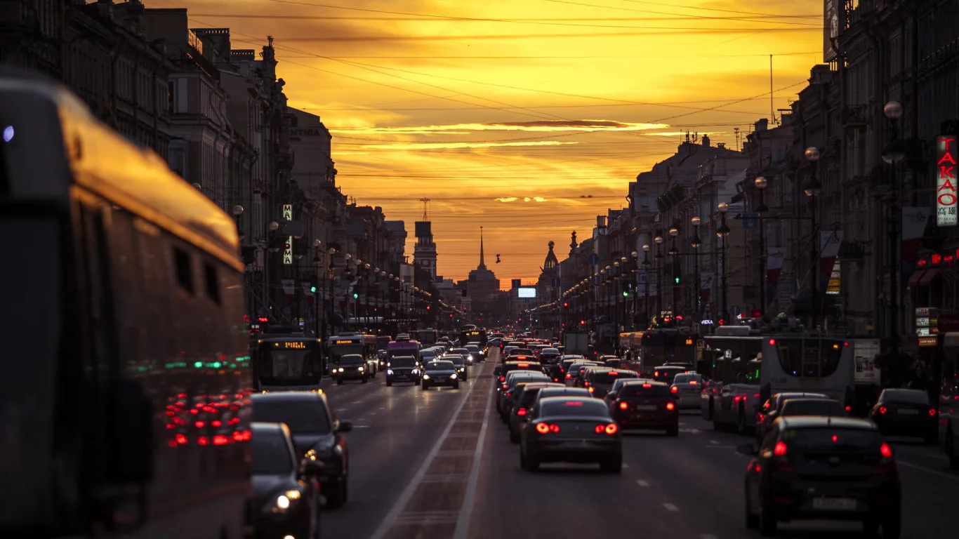 петербург, питер ночью, невский, машины