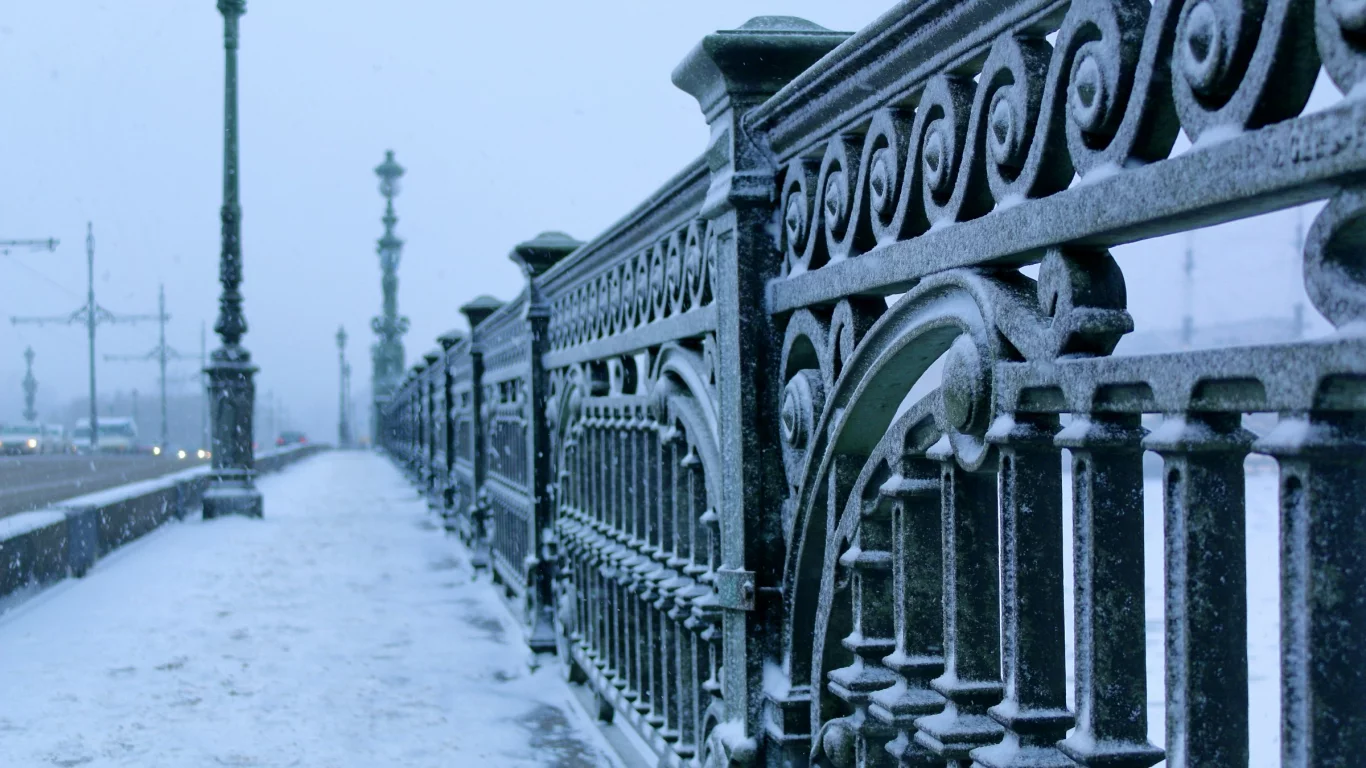 петербург, мост, зима, снег