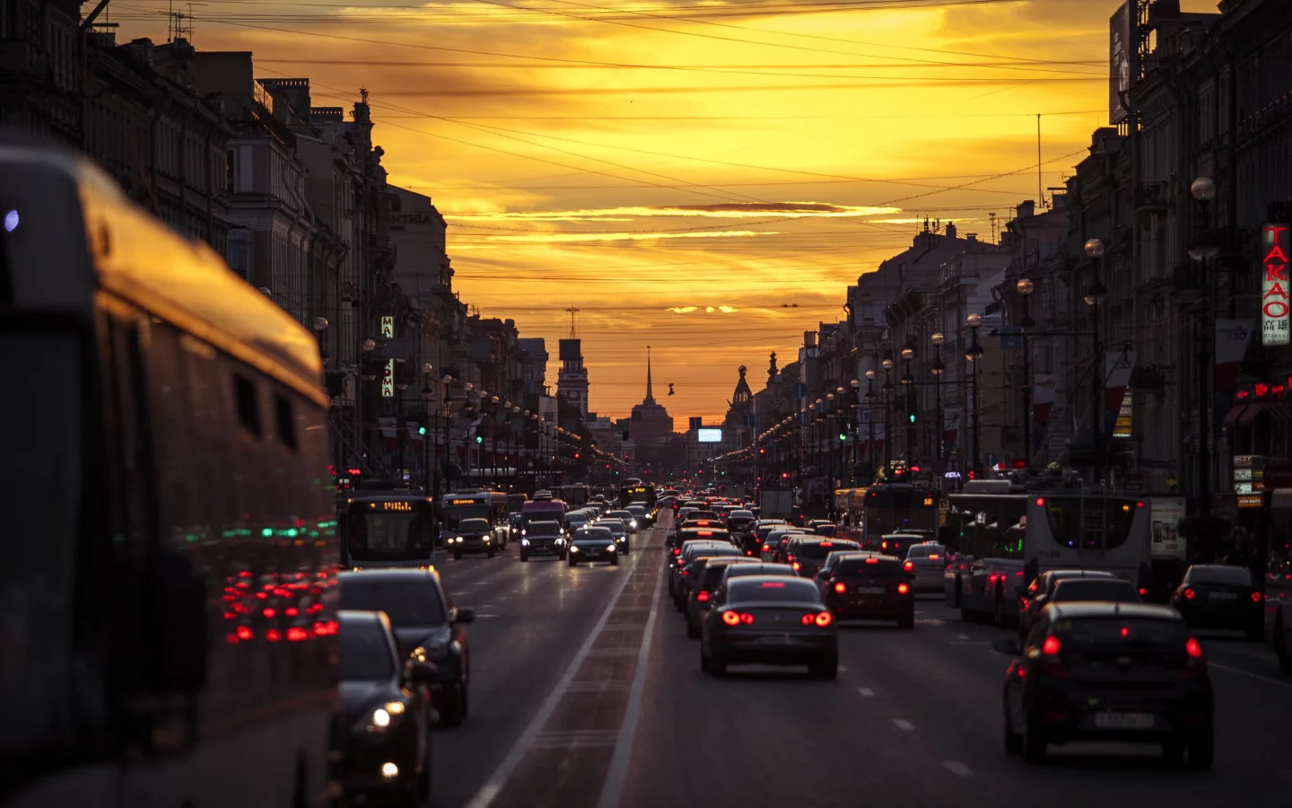 петербург, питер ночью, невский, машины