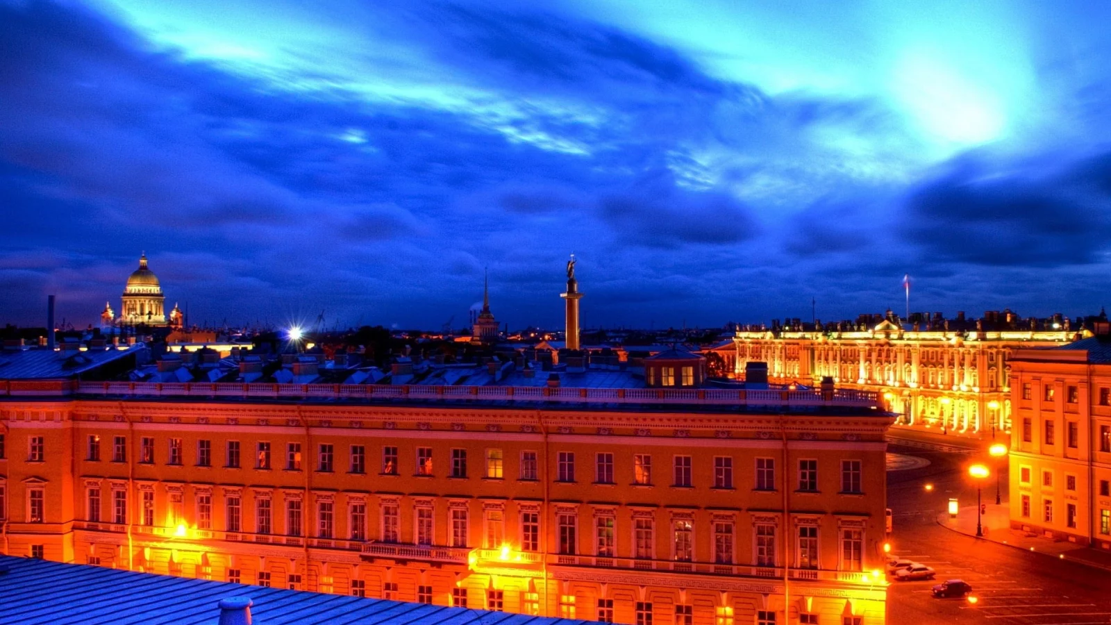 петербург, питер ночью, крыши, облака
