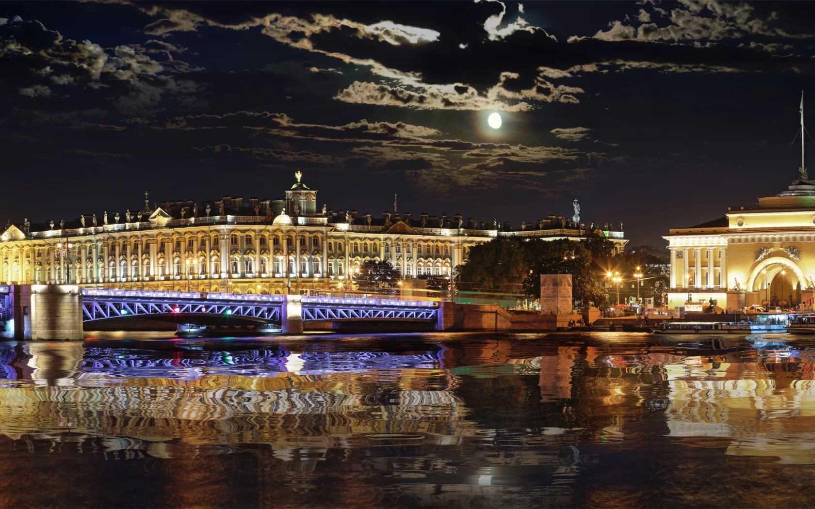перербург, питер ночью, панорама, мост, нева, зимний, дворец