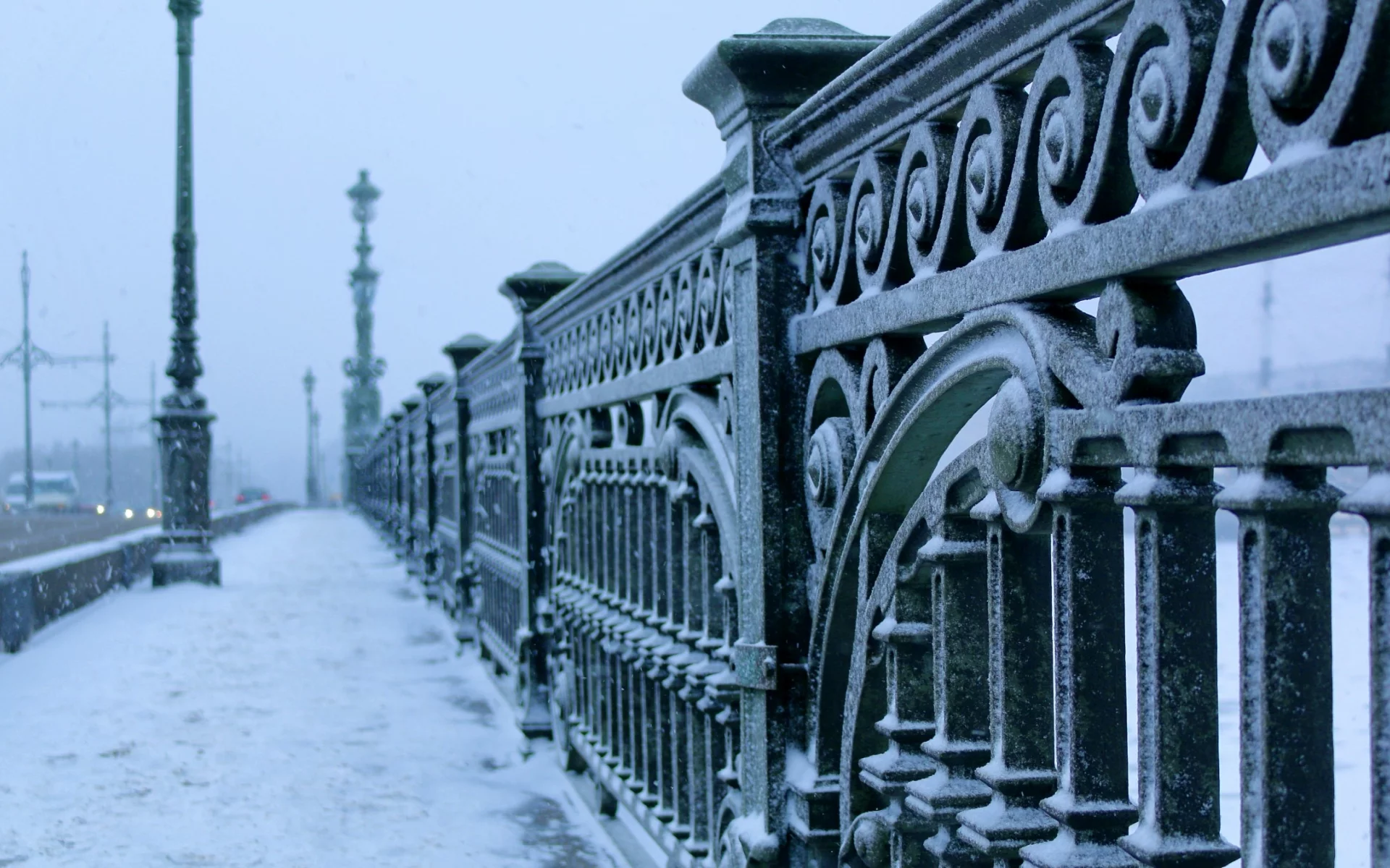 петербург, мост, зима, снег