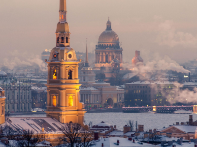 петербург, зима, петропавловская, крепость, панорама