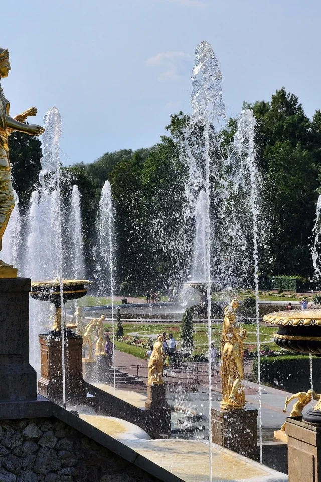 петербург, петергоф, большой каскад, фонтаны