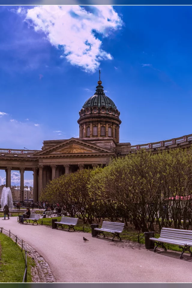 петербург, казанский собор, весна, облака